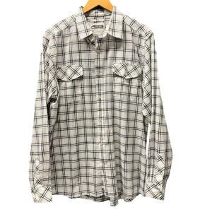 Mountain Khakis Shirt Mens Large White Blue Plaid Coastal Cotton Button Up